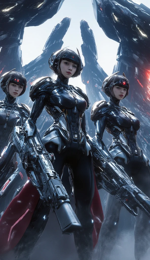 a samurai cyborg microchip group of people standing next to each other, yasuke px models, hone modern machinery geisha, ancient japanese samurai, female samurai, yokai samurai, japanese samurai, samurai with demon mask, smoke background ,katana.fan bing bing., ((steampunk style)), (mechanisms), fantasy, gear decoration,