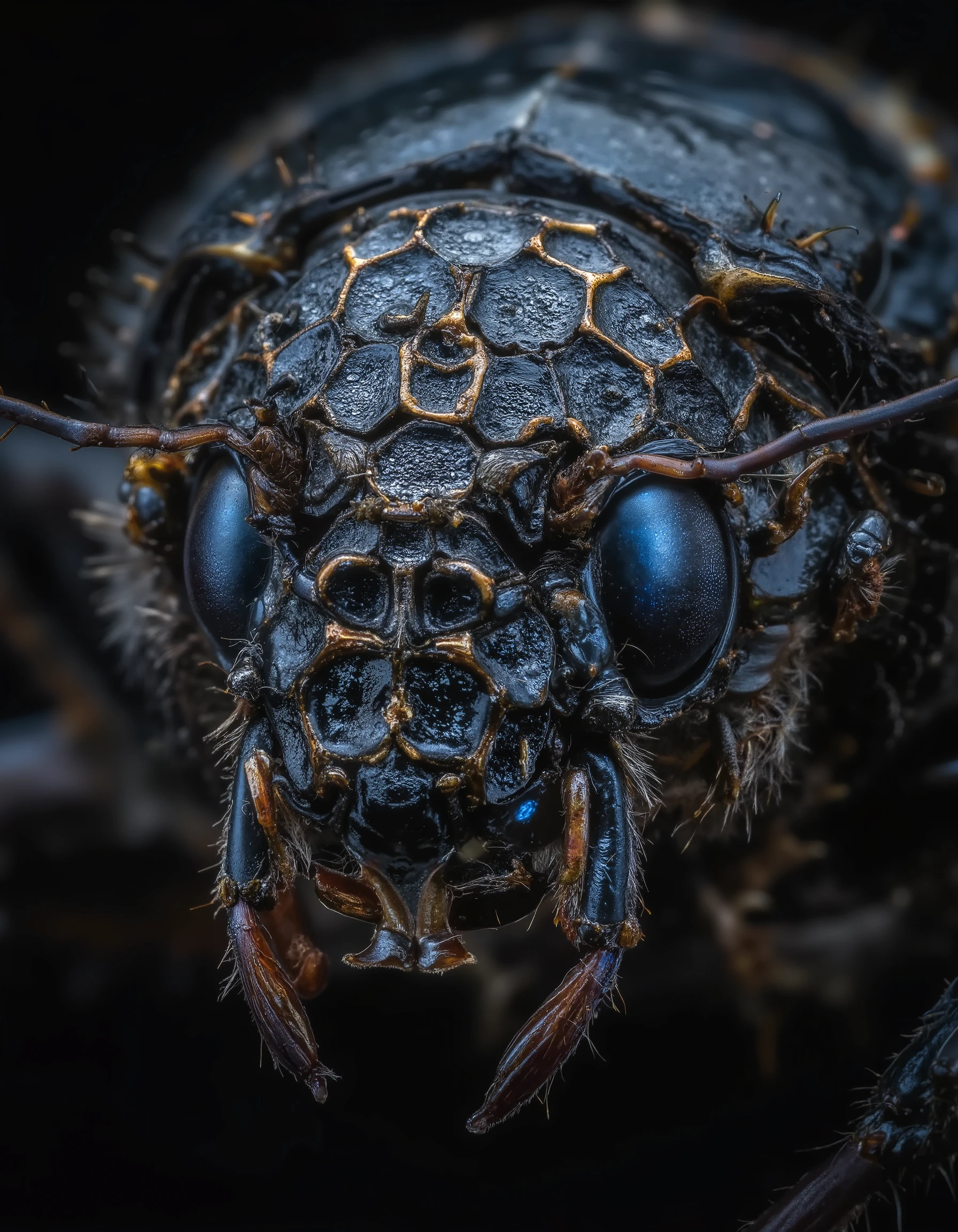 macro photo of a scarab beetle's eye, extremely detailed close-up
