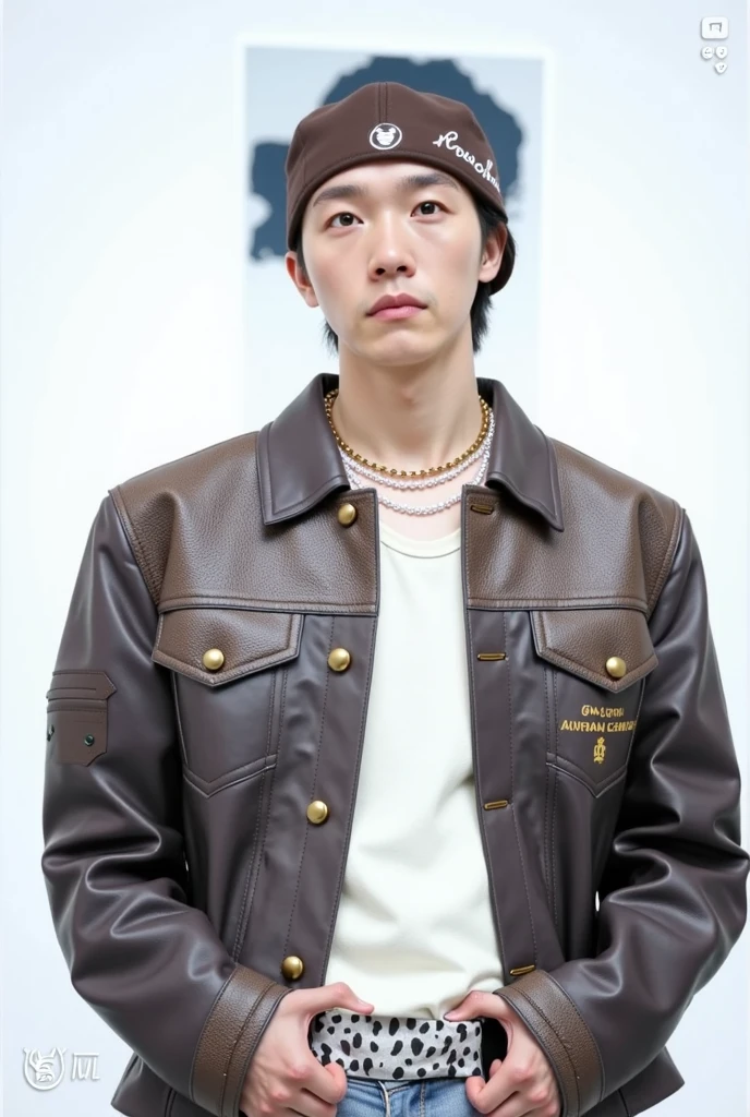 8k HD RAW High resolution photo of  parkseo <lora:parkseo-v1:0.9> young korean male, stunningly gorgeous, , best quality, highly detailed, look at camera, professional photography ,photorealistic, (looking at the viewer:1.5), (open mouth:0.9), <lora:CaruZo_Street_Couture_-_Gucci_tracksuit_v2:0.2> dcgts, wearing track suit, brown tracksuit, serious look