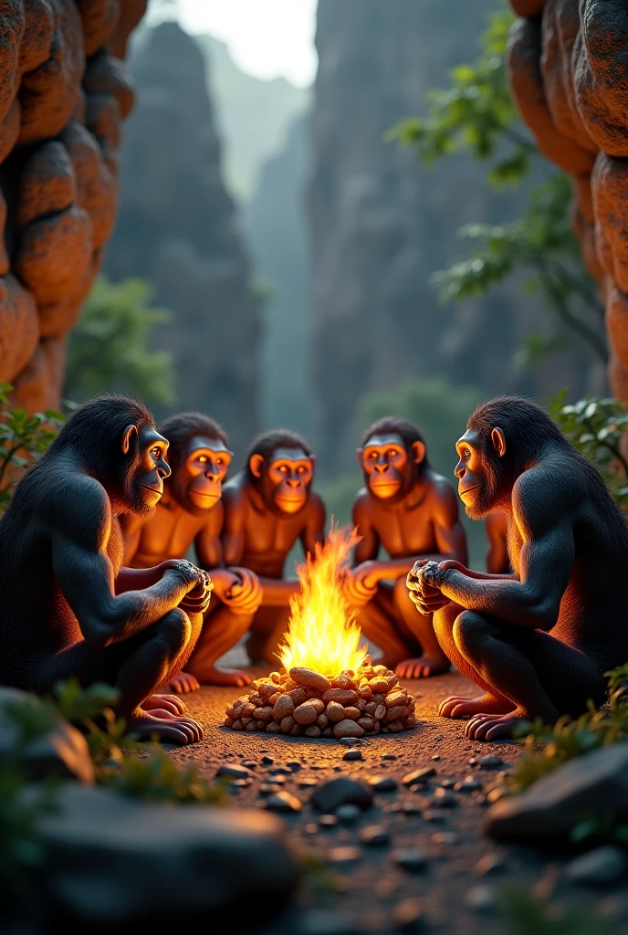 "And so, of the spark of fire and the need to understand each other, the language emerged. It wasn&#39;t quick or simple, But it was the beginning of a journey that would lead humanity to world domination.." hominization process 

 
