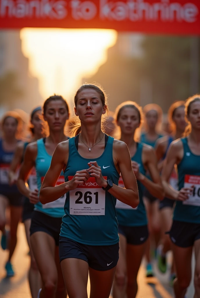 Two people in running position with a stopwatch superimposed