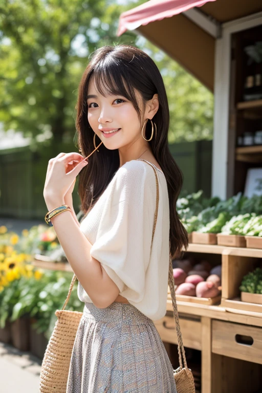 ((Highest quality)), ((masterpiece)), (detailed), Three Girls,Summer clothes、chatting、Childish smile、Simple Necklace 、stall、night market、Don't look at me.