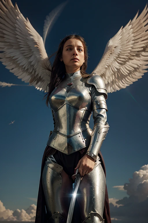 a woman with wings standing in the snow at night, like a mystical valkyrie, angel knight gothic girl, anjo feminino alto, lindo anjo feminino, anjo majestoso de corpo inteiro, garota anjo cavaleiro, angel in plastic armor, epic angel wings, 3 / 4 vista de mulher com asas, com asas de anjo, com tema de anjo, asas de anjo prateadas, traje de guerreira medieval em couro