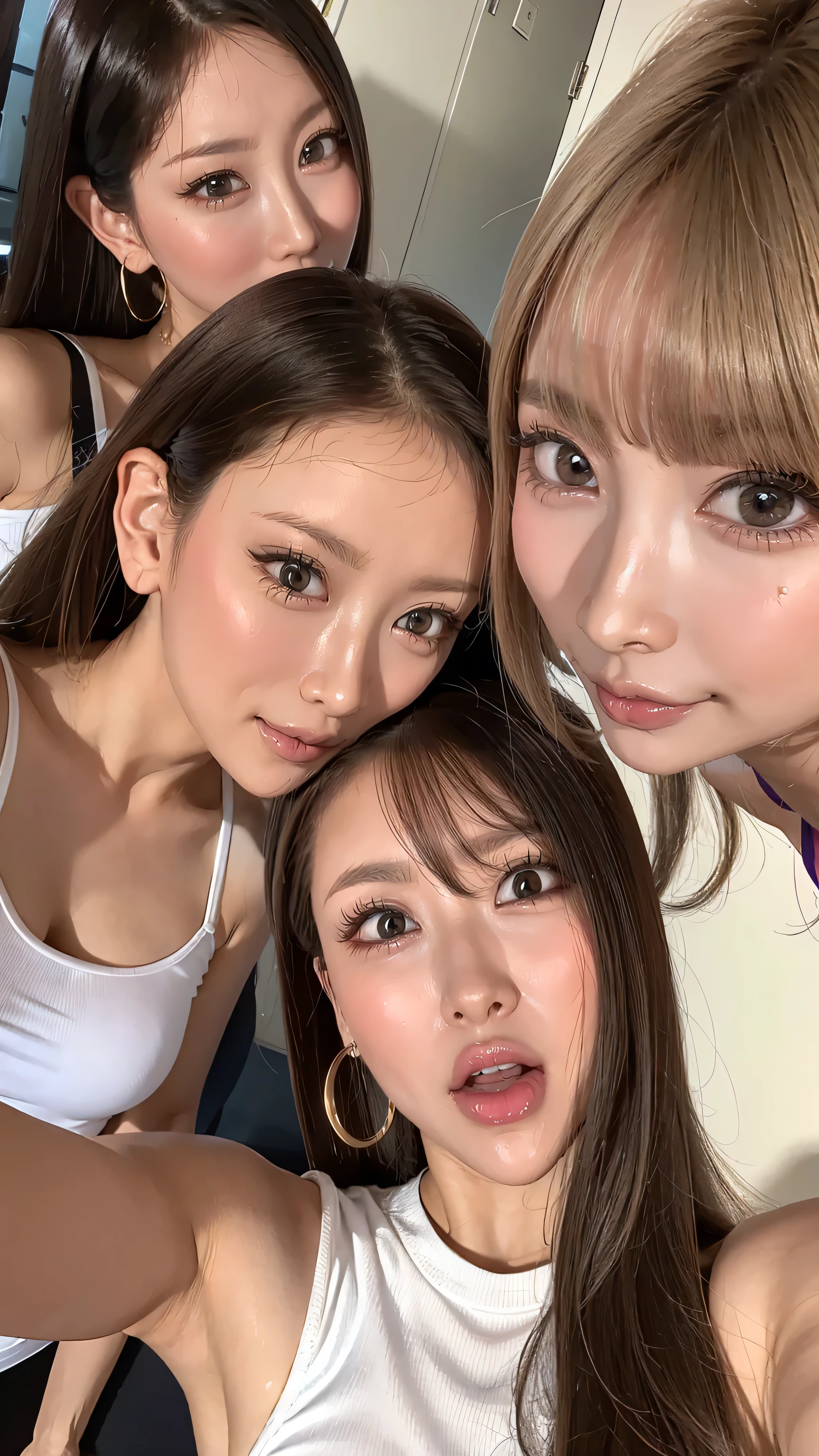 Her armpit is licked with her tongue by two beautiful women。脇を舌で舐められるBeautiful women are手を上げて微笑み感じている表情。, three very tall and beautiful women 190 cm tall、is staring at me、 armpits raised 。Beautiful women are、Her armpit is licked with her tongue by two beautiful women。脇を舌で舐められるBeautiful women are手を上げて微笑み感じている表情。