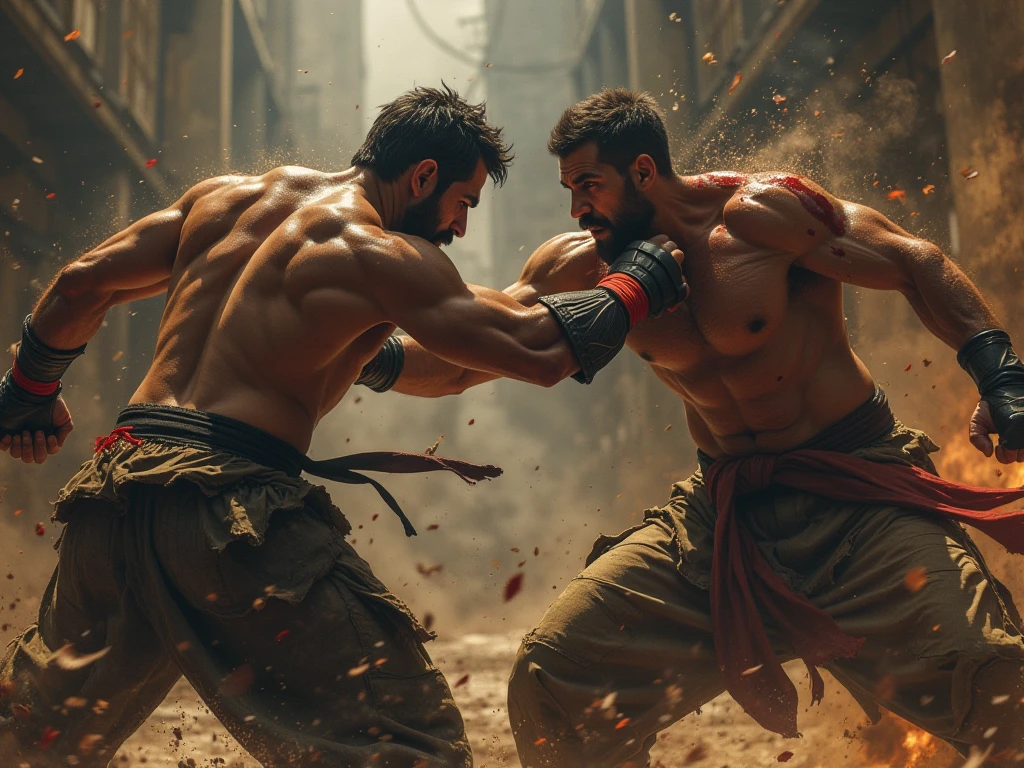 (photorealism:1.2), someone fighting. people are watching. they are fighting for their country.Bangladesh vs India. Bangladeshi fighter very strong and clever. Indian fighters are very weak. they are killing human there are very bad Indian fighters are very bad. Bangladeshi fighter very strong. Bangladeshi flag 