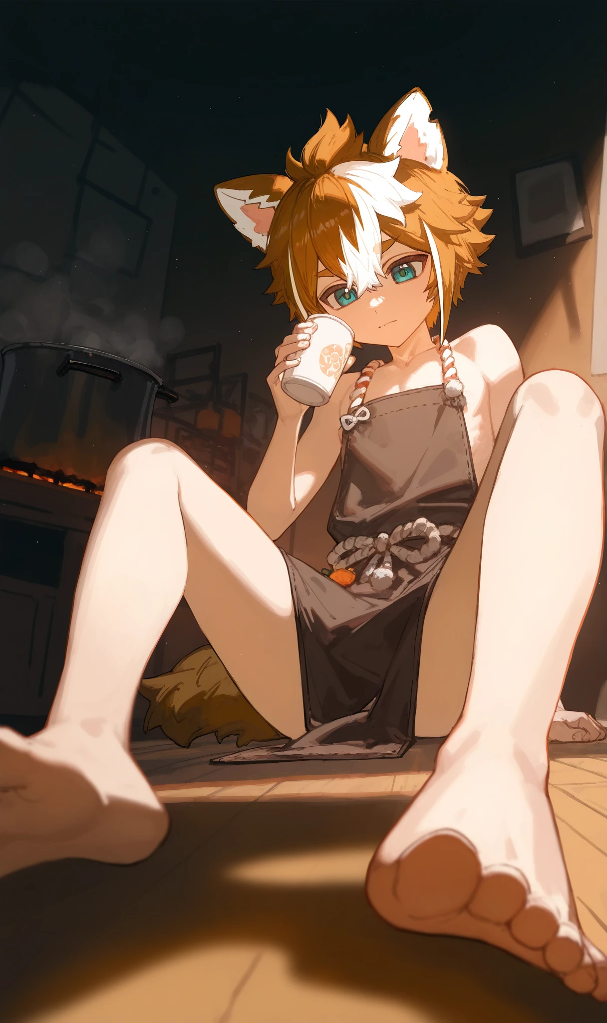 ((Masterpiece)), ((best quality)), (Anime:1.3), (super detail:1.2), (High Definition:1.3), (Professional Photography:1.2), (Pencil drawing:1.4), ((12 years old)), Portrait shot, profile, Pale brown hair, messy medium hair, (exposed naked small chest), Beautiful collarbone, barearms, naked Slender body, ((exposed cute naked nipples)), ((hand on ear)), Sweaty skin, (Unfocused eyes), ((dazed smile)), Textured skin, Cat ears, Cute Beautiful Girl, (sharp focus), (perfect light), BREAK, ((best quality)), (sitting in the Barley of the slum),