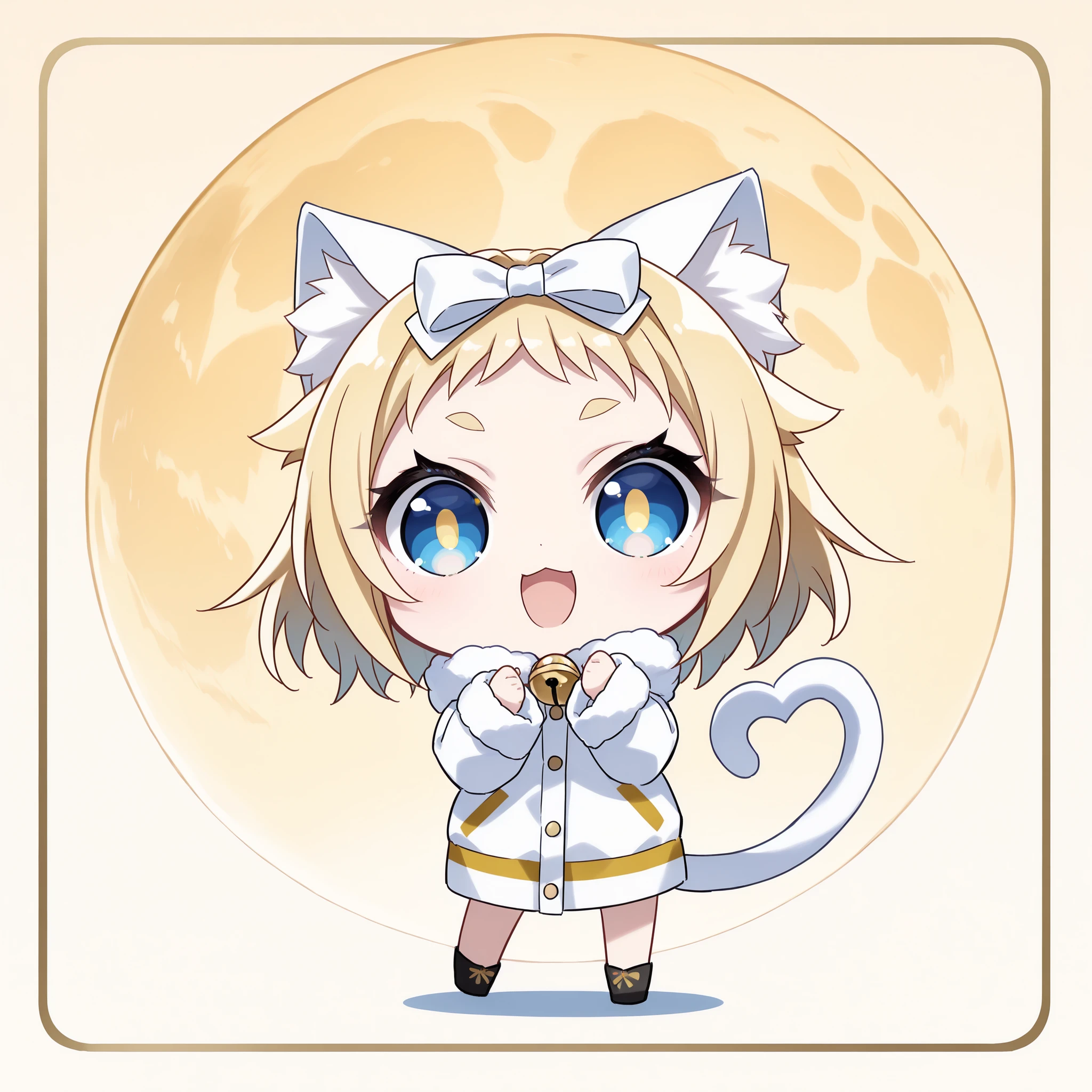 score_9, score_8_up, score_7_up, (solo, 1 girl, Matana Katomiya, blue eyes, sunshine yellow hair with a snowman, wide bang,hair bow,heartの瞳孔、 Very Short Bangs, Cat ears, white fur inside Cat ears), ((( chibi, change, thin, small, short))), (cute Yukiko's costume、Yukiko's appearance), ゆきだるまを持つ,both hands,heart ((Cat's tail:1.2)), cute face, big eyes, Cat's Eyes, eyelashes, lower eyelashes, (((gold pupils))), short and thick eyebrows, , proud smile, open your mouth、Winter Mountain、 full moon、