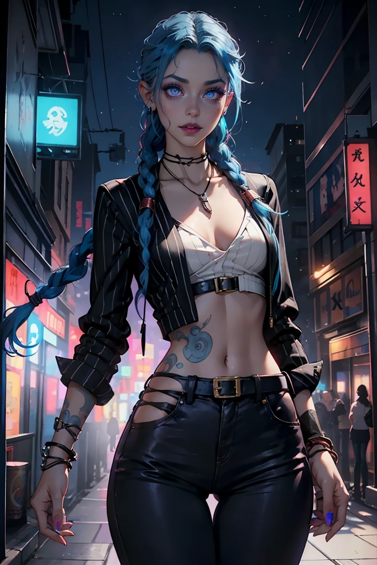 Photograph, a fierce young woman in her late 50's on a throne looking directly at the camera, sporting a rebellious undercut hairstyle with streaks of electric blue and gray. Naked, Her eyes are a piercing green that seems to question the status quo with every glance. Tattoos of cryptic symbols and constellations snake up her forearms, gear that serves her well whether she's navigating a dystopian wasteland or an enchanted forest. Around her neck, she wears a pendant of a half of a broken gear