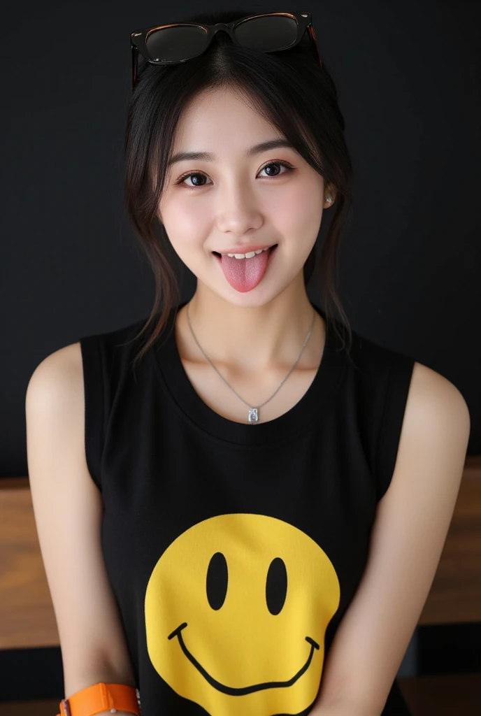 Highest quality, masterpiece, Ultra-high resolution,8k, (Realistic:1.6), ((Smiling widely with his mouth wide open and showing his teeth:1.6)),(Close-up portrait:1.4) RAW Photos,((Omotesando Station))、 ((Off-the-shoulder baseball shirt,Pleated mini skirt)),((Soft looking breasts,Nipples seem to be visible)),((Full body photo)),1 person,A slim 26-year-old adult woman,((Ponytail and cap)),((NEWERA Cap)),((Looking up at the audience)),Face Focus:1.4,((Photographed from above with a fisheye lens:1.4)),