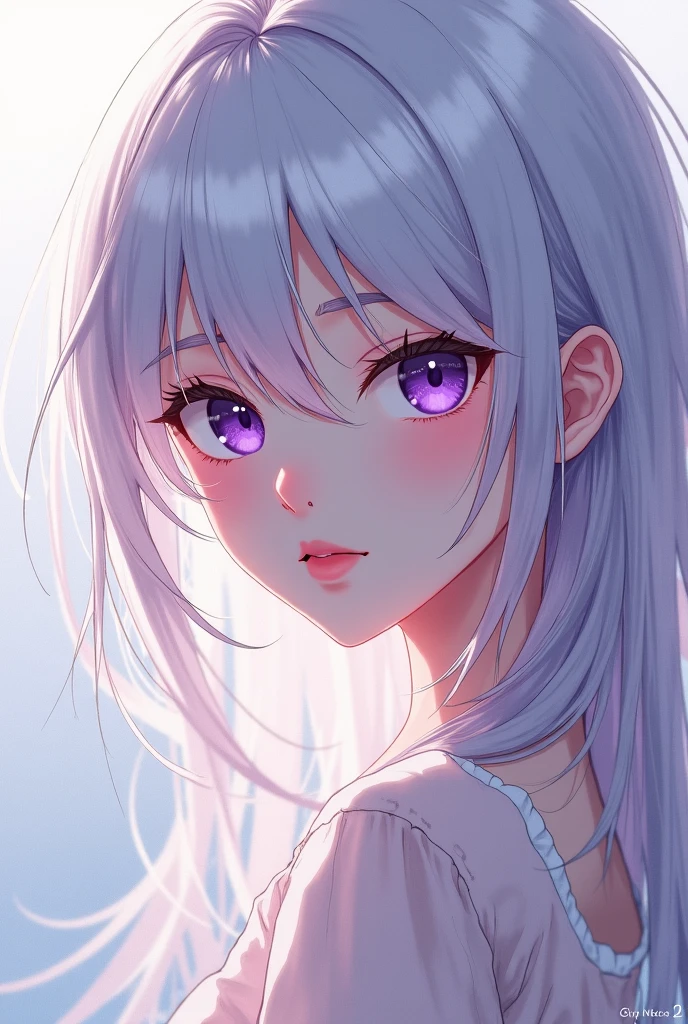 Girl with white hair and purple eyes in anime style - SeaArt AI