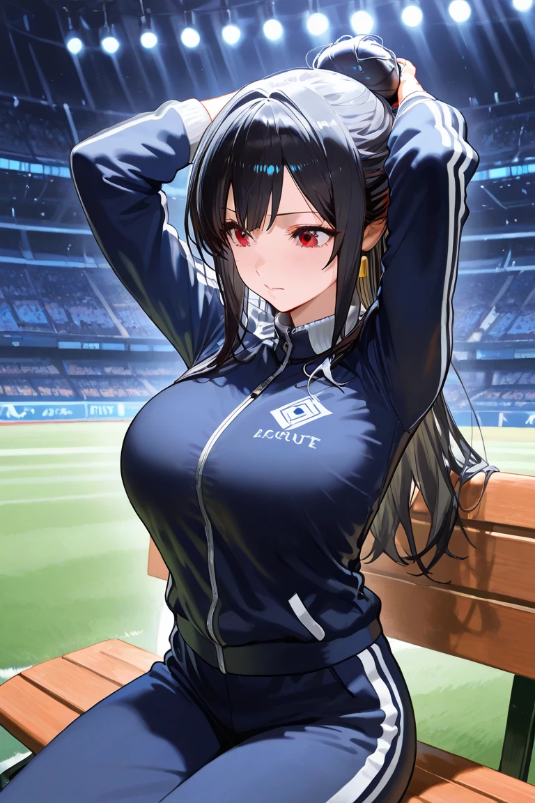 pixel perfect, Perfect in every detail, alone, 1 girl, Seiri Fukiyose, big breasts,hip hop dancer style,cap,headphones on the neck,pants,Hoodie,Colorful shirts,belly button,natural lip,city,evening,ELEGANT POSE,elegant angle,looking at the viewer,In the center of the image,cowboy shot,alone,