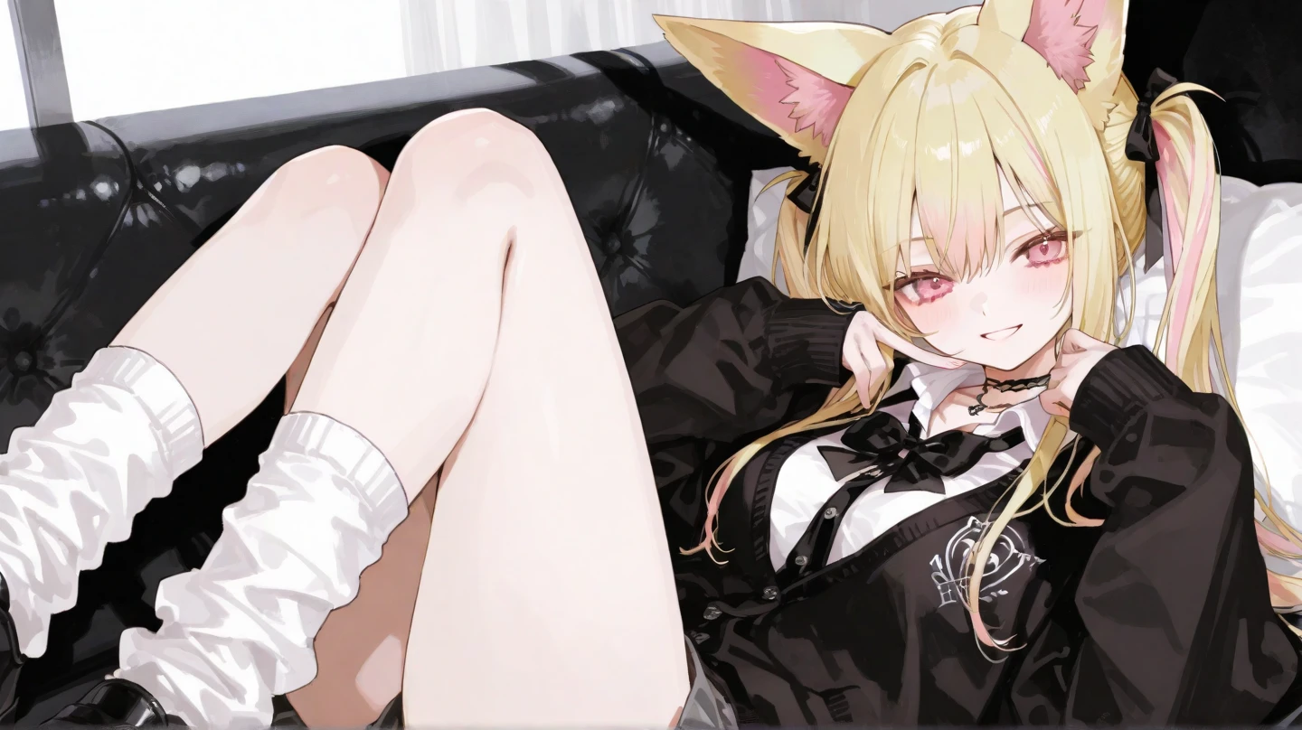 Cute Girls、naked、Masturbation、Pussy juice、Black thigh highs、Black Rubber Gloves、Spread your legs