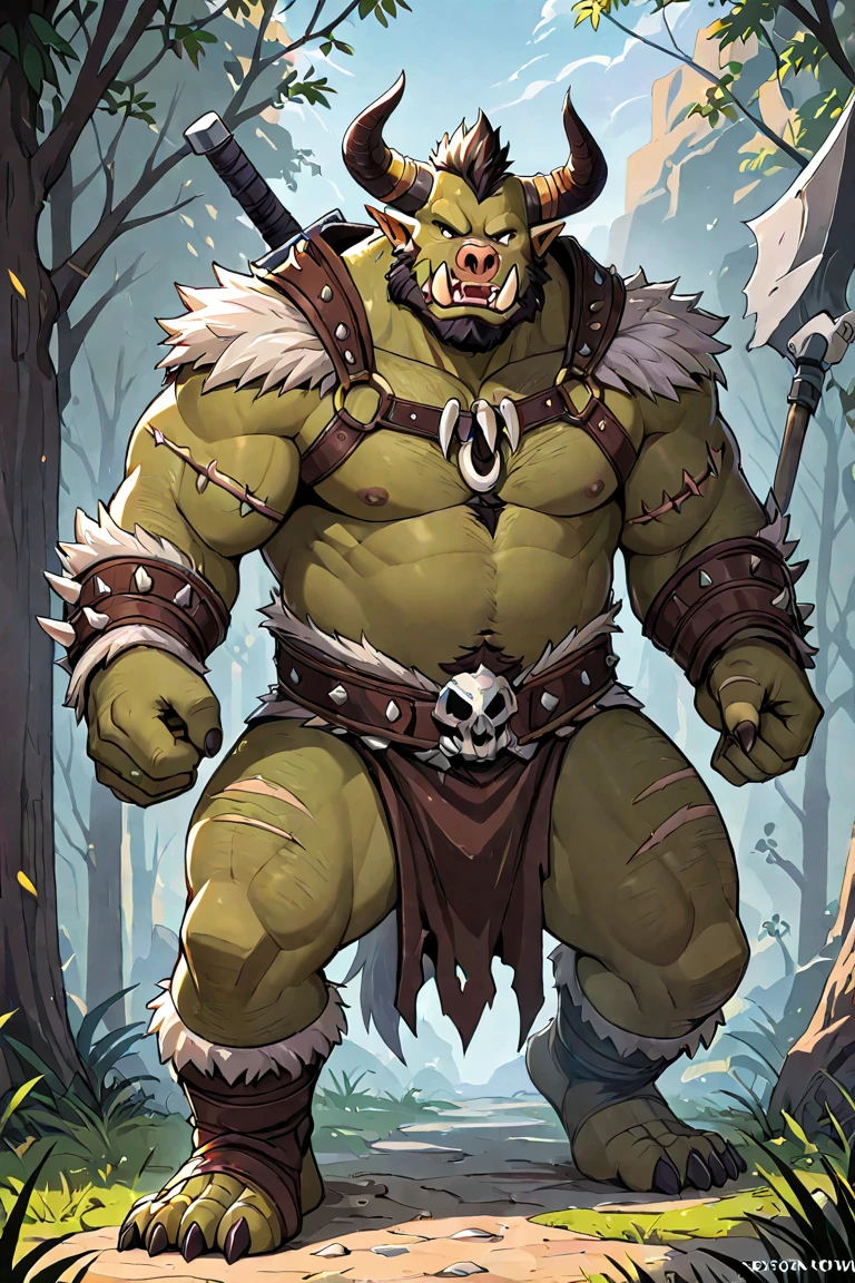 score_9, score_8_up, score_7_up, solo, male focus, chubby male, orc, green skin, tusks, beard, outdoors, micro armor , shoulder armor, breastplate, upper body , pauldrons, day, boots , (( black micro tight shorts )) , full body , His body was wet with cum , BDSM Bondage