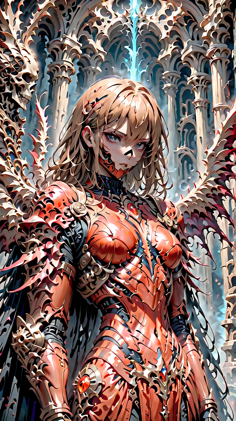 ((highest quality)),(ultra high resolution),(Super detailed),(detailed description),((best CG)),(best work of art),super precision art,amazing drawing art,(Fantasy art with precise details:1.5), (female fallen angel:1.8),(beautiful and well-shaped face:1.5),remorse:1.5,(Detailed broken armor:1.6),(Very precise and detailed pattern:1.6),glamorous body:1.3,Broken wings:1.5,(Beautiful crimson snake eyes:1.5),taboo:1.5, storm:1.7