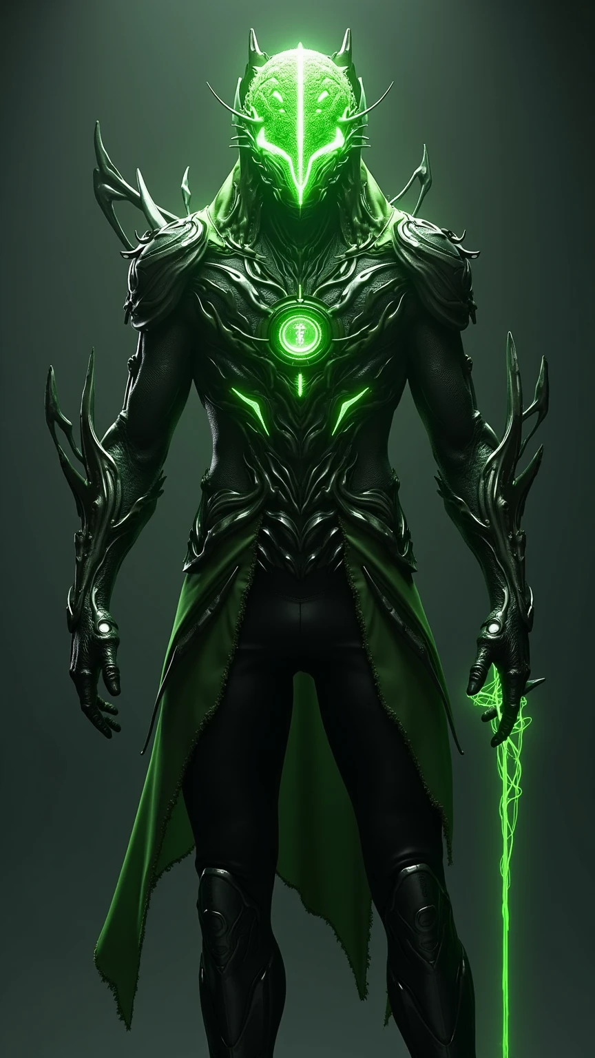 a man in a green jacket and black pants standing in a dark room, wearing cultist green robe, green attire, character from mortal kombat, as a character in tekken, fighting game character, cyberpunk assassin, green hooded mage, cyberpunk outfits, green clothes, the green ninja, wearing leather assassin armor, an edgy teen assassin, cool green jacket, cyberpunk street goon