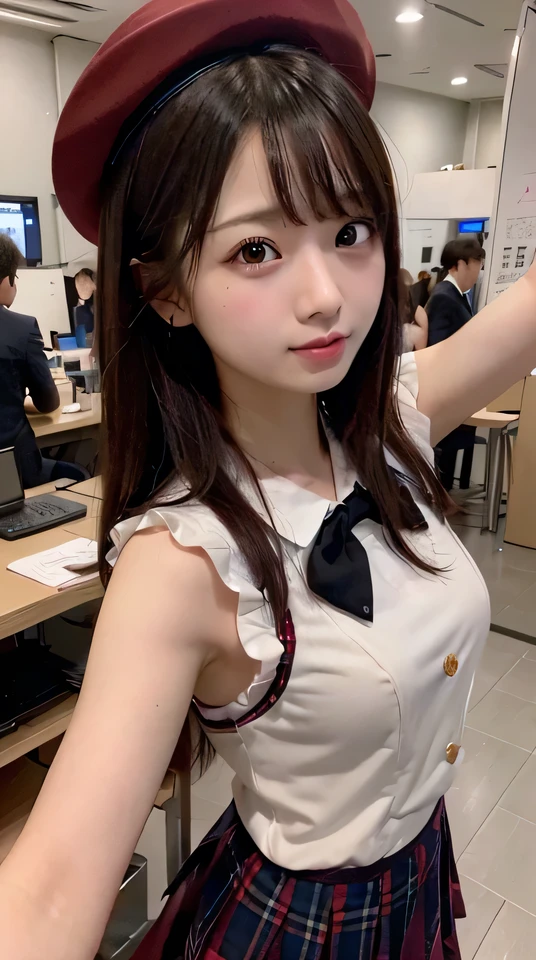 かわいい, (赤い軍服:1.4), (perfect detailed anatomy under a cell phone, beautiful and elaborate face&eye:1.5, shiny skin, perfect body), (Top Quality:1.4), (Future day), (From the above:1), (1 girl:1.2), (Red iris:1.5), (European Youth:1), Anime image of a man wearing a wine drinking hat and bow tie, hyper details!!, realistic!!, (software) Watch Safe Workplace, details!!, 8k!!, hq very details, Zero-chan, HD Screenshots,