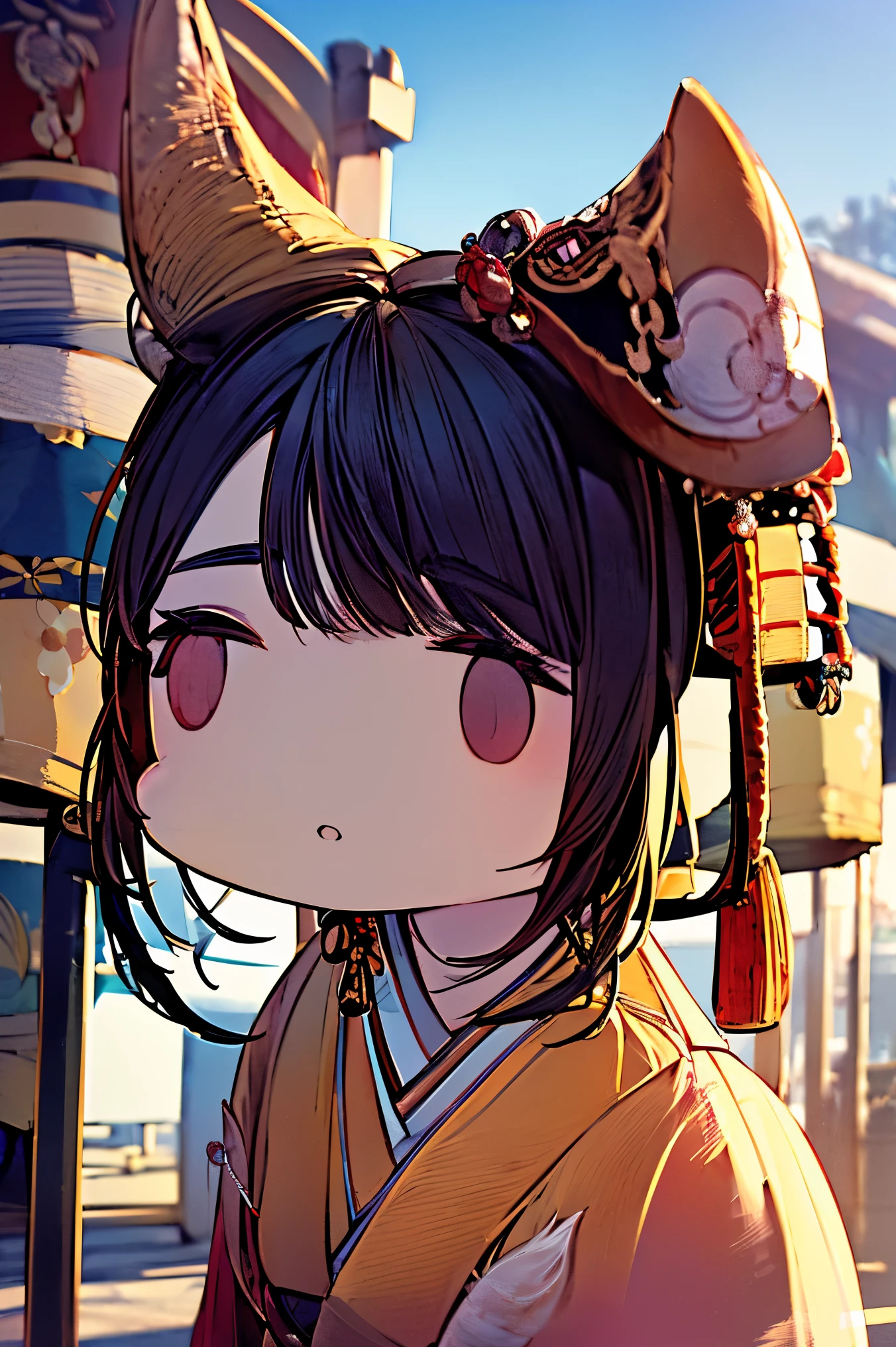 (masterpiece:1.5),beautiful hair,Beautiful Eyes,beautiful lips,Beautiful slender body,Cleavage,(Konno Anna:1.2),(Riho Yoshioka:1.1),(random expression:1.3),(Riverside:1.4),bust illustration from the front,with Japanese Swords ,((((An Extraordinary Beauty:1.7)))),(((( kimono,fox ears,Taisho Romance:1.5)))),((19-year-old single woman holding a fish in her hand:1.1)),(accurately depicted anatomically correct hands:1.1)black hair,long lashes,Three-dimensional, jewel-like eyes,Very delicate and beautiful CG,2. 5D illustration, anatomically accurate body, (very precise illustration:1.1),(Outdoors:1.4), (wallpaper:1.4),8k