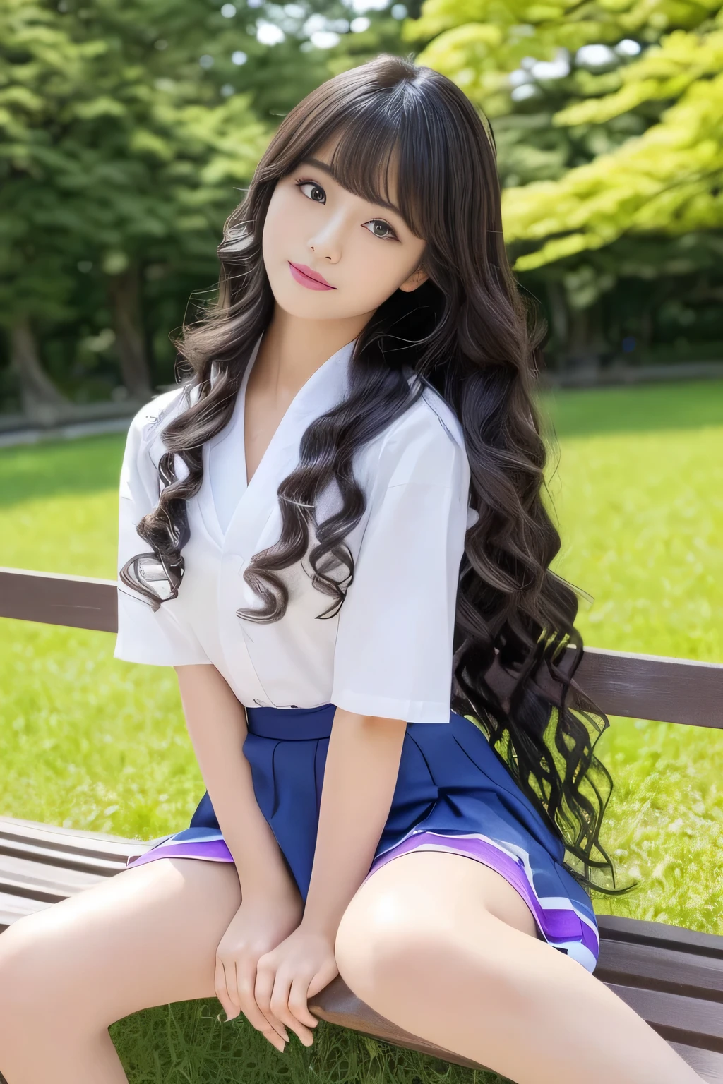 (Did)(I photographed a female middle school student in grade T at a spring park)(She climbs on a park bench、sitting in a provocative position with her crotch open)(The most erotic Japanese female junior high school 3rd grader's perfect face)(Top Quality)(masterpiece)(Get used to it)(Best Details)(4K)(erotic makeup)(Horny and sensual expression:1.2)(perfect erotic face )( sparse double eyelids)( she has Asian eyes )(Cinematic Quality)(arched eyebrows like a model)(Beautiful black mascara)(Sexy light purple lipstick)((Nicely arranged、Beautiful bangs lowered at a natural angle))((Hair drawn in great detail))((Wavy Most Beautiful Dark Hair That Extends to the Ground))((very long hair extending to the ground:1.4))((Top Qualityの髪の毛の細部までクローズアップ!!!!!))(shiny and beautiful hair!!)((the most beautiful wavy hair in Japan!!!))(thick healthy beautiful hair)(Beautiful hair stretching to the ground)(Beautiful hair stretching to the ground the most in Japan!!!!!)((I feel the arrival of spring、fluffy shirt))(white skirt)(shot in a beautiful grassy park)