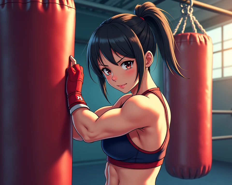 2 girls、fitness wear, shortspats、Sportsbra、Tank Tops、masterpiece、top-quality、realisitic、Hyper-detailing、(Glossy skin、be sweaty:1.4)、absurderes、Looking at the camera、short dark hair、Brown-eyed、A slender、动态照明、hight resolution、foco nítido、depth of fields、A detailed eye、Sharp eyes、Realistic eyes、(small tits:1.6)、(thick thight:1.0)、、Women's locker room、Locker Room、Shower room、Change of clothes、Half-undressed、Lower breast、pov from down、Full Body Display、Training Machine、Treadmill、Weight training、perspiring、moisture、punching bag、martial art、Boxer Size、Open Finger Gloves、shelves、punch、Spinning kick、Take off the bottom、Love Juice、A smile、red blush、teats、Clothing that shows through sweat、Kicking a punching bag、Punch to hit the ball、Covered with lotion、Muay Thai、catfight、Lotion Pro Wrestling、Climb into the ring、Spurling、Cross Counter、Martial arts、Command Sambo、Mount Position、Joint Technique、Upper Spinning Kick、Summer Salt Kick、emphasizing breasts、Take off your pants、
