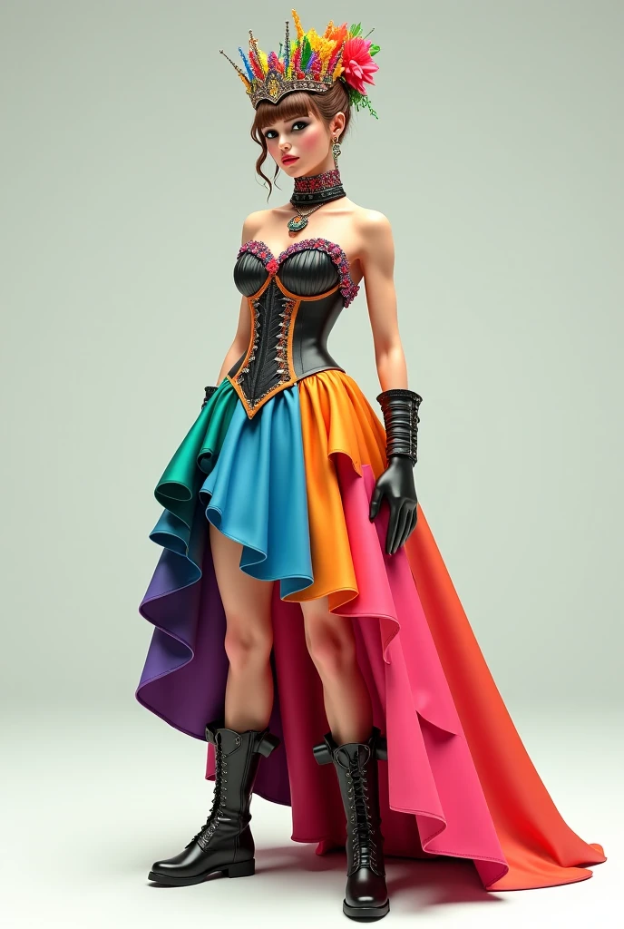 Hyper detailed Full body portrait of passionate woman in hyper provocative dress, flirts actively, Whimsical character design, creative, expressive, detailed, colorful, stylized anatomy, high-quality, digital art, 3D rendering, stylized, unique, award-winning, Adobe Photoshop, 3D Studio Max, V-Ray, playful, plain background