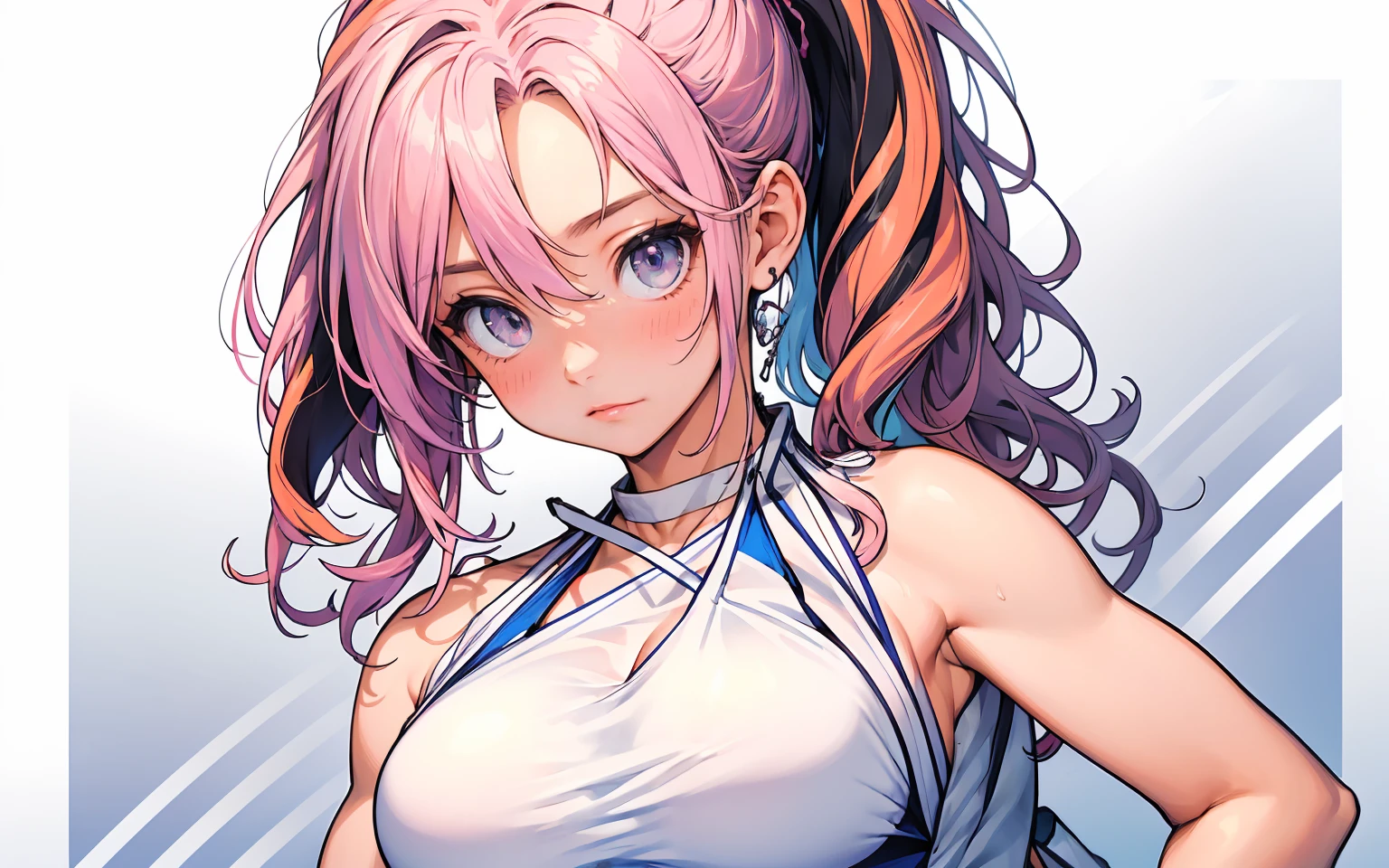 a girl, white tank top, <lora:GinnyOP:0.7>