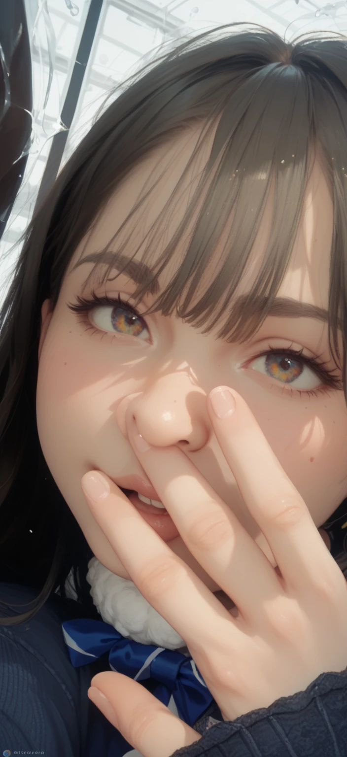 There is a woman with long brown hair posing for a photo, kawaii realistic portrait, photorealistic anime, realistic anime 3 d style, Photorealistic!!!!!!! Art styles, 3 d anime realistic, Hyper realistic anime, ((Photorealistic)), Realistic image, semi realistic anime, [ 4 k photorealism ]!!, realistic anime face, anime styled 3d