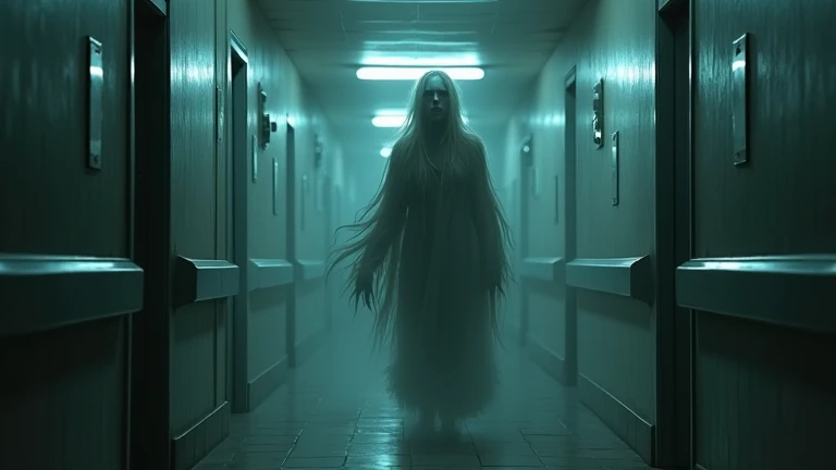 15 year old girl, Trapped in a laboratory, He is wearing a white shirt, white pants and white shoes. She has blonde hair and her eyes have a purple light., She is locked in what looks like a cell with grey walls.