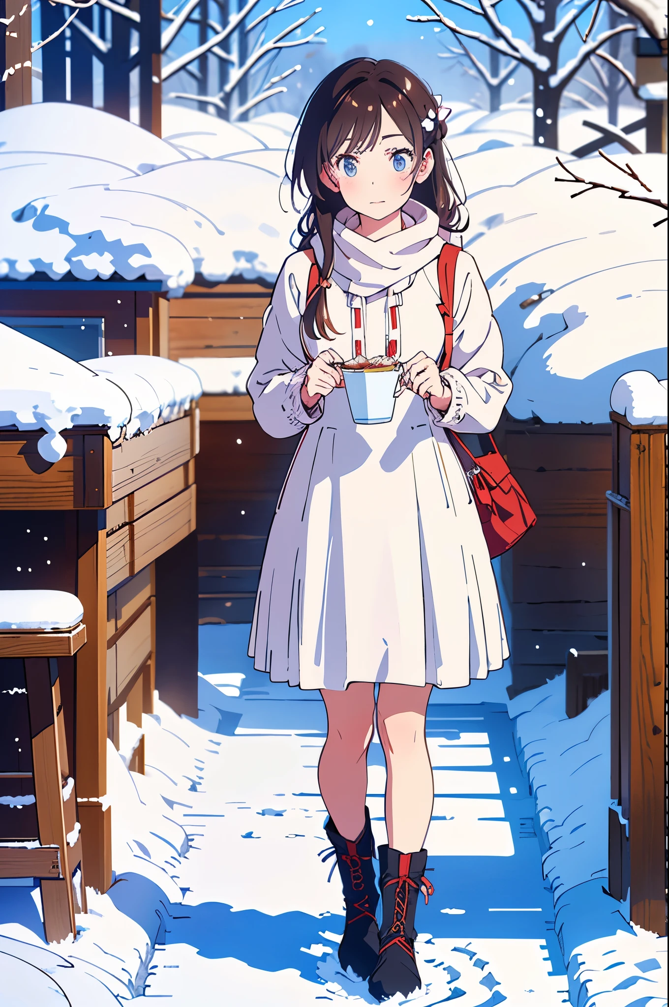 Top Quality,4K,8k, high resolution,masterpiece:1.2, very well detailed, exists,photo exists:1.37,winter, snow, snowy landscape, beautiful girl in a down coat, Beautiful Eyes, detailed lips , long eyelashes, mini pleated skirt, snowy scene, soft lighting , cozy atmosphere , Moderate: Oil, fresh snow, winter wonderland, cool tone , fine brushwork , snowy trees, Cold breath, calm expression that is a sculpture , cheerful pose, Natural Beauty , snowflakes, snow-covered ground, winter fashion, stylish clothes to chill out at a cafe, snow boots, rosy cheeks , wintertime joy, quiet atmosphere , Mysterious Beauty , magical winter scene, winter fashionista, quirky charm