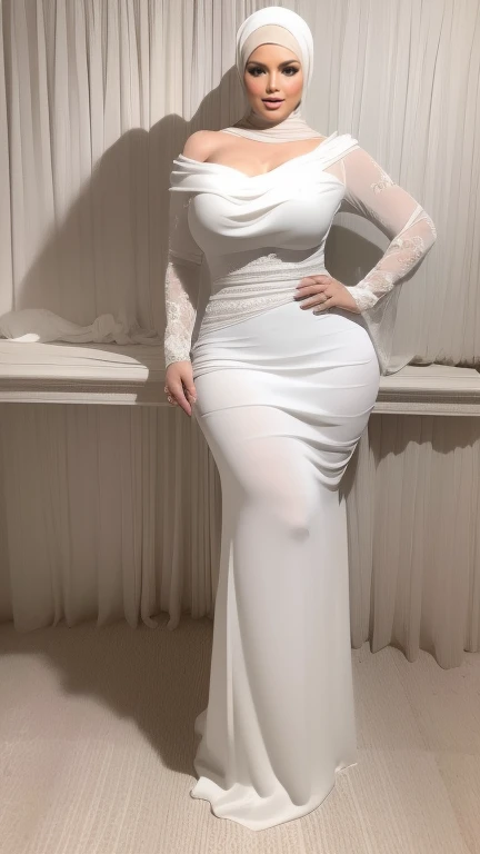 (NSFW,highres:1.2),1 girl,perfect body shape, slim waist, curvy hourglass figure, full body picture, skinny waist and thick hips,full body view,lifting her shirt,showing her boobs,wearing a hijab,beautiful detailed eyes,long eyelashes,natural makeup,soft smile,vivid colors,studio lighting,physically-based rendering,digital artwork,bokeh