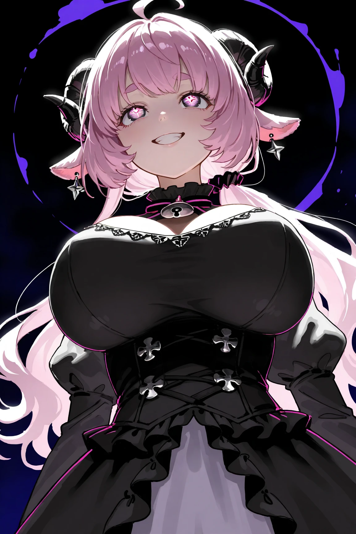 1girl in, ((Shiny skin)), (Silver hair), ((Open thighs)), (), ((cum on chest)), Climax in the body, NSFW, ((Black ta)), neons, Look at viewers, face to viewer,((Short hair)), (Curly hair),(( close-up)),(high-heels), Large breasts,