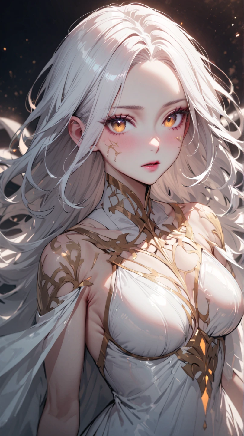 expressive eyes, perfect face, perfect body,detailed body, Long white hair,grey eyes