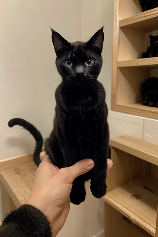 Human like black cat loved happy wet nose positive encouraged perseveres powerful so cute