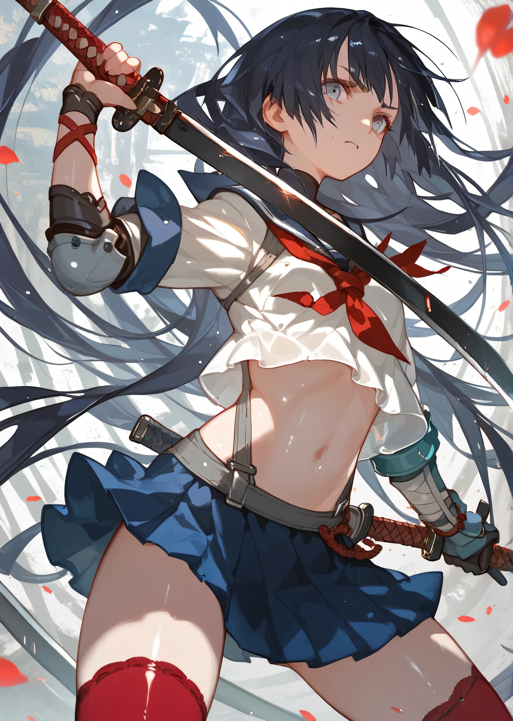 Score 9, score up 8, score up 7, reviews are questionable,
detailed background,  shiny skin,
 samurai,  Girl with Glass , Attack  