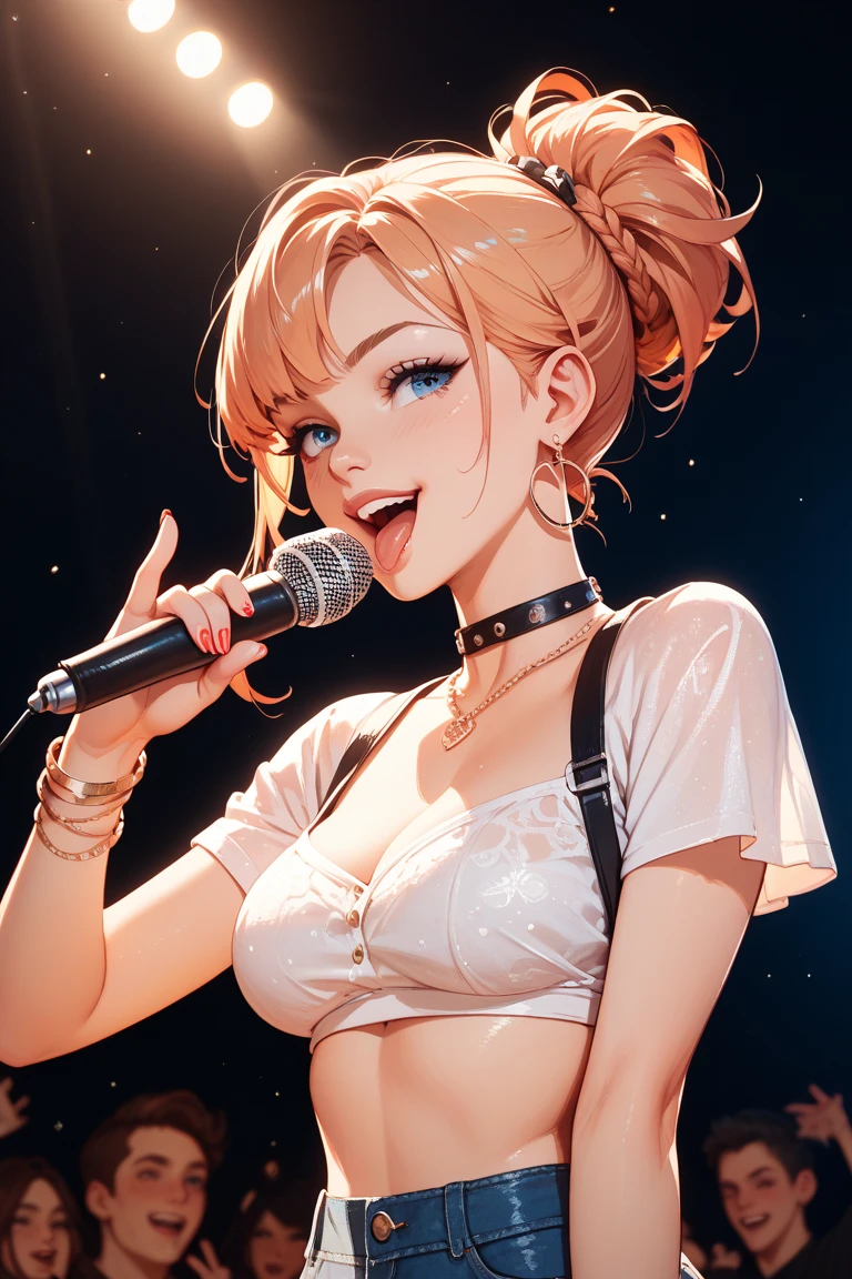 All the time the kitten held the microphone and sang high