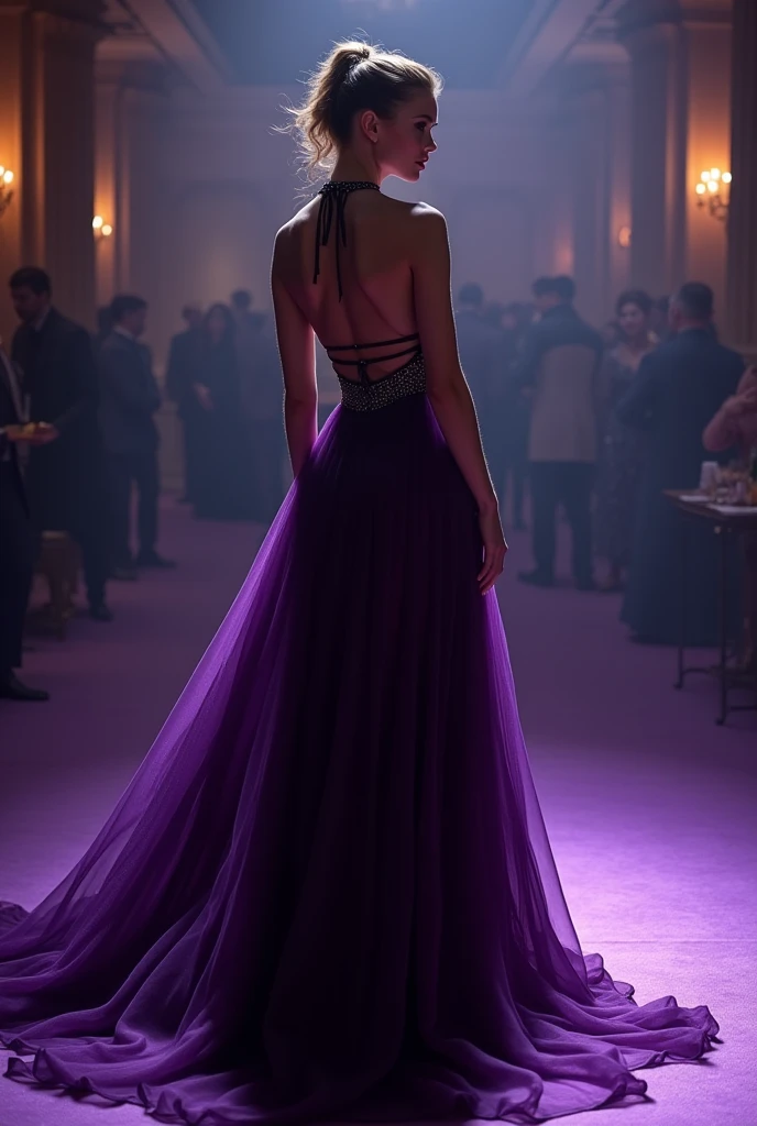 Light purple evening gown with bold fishtail cut