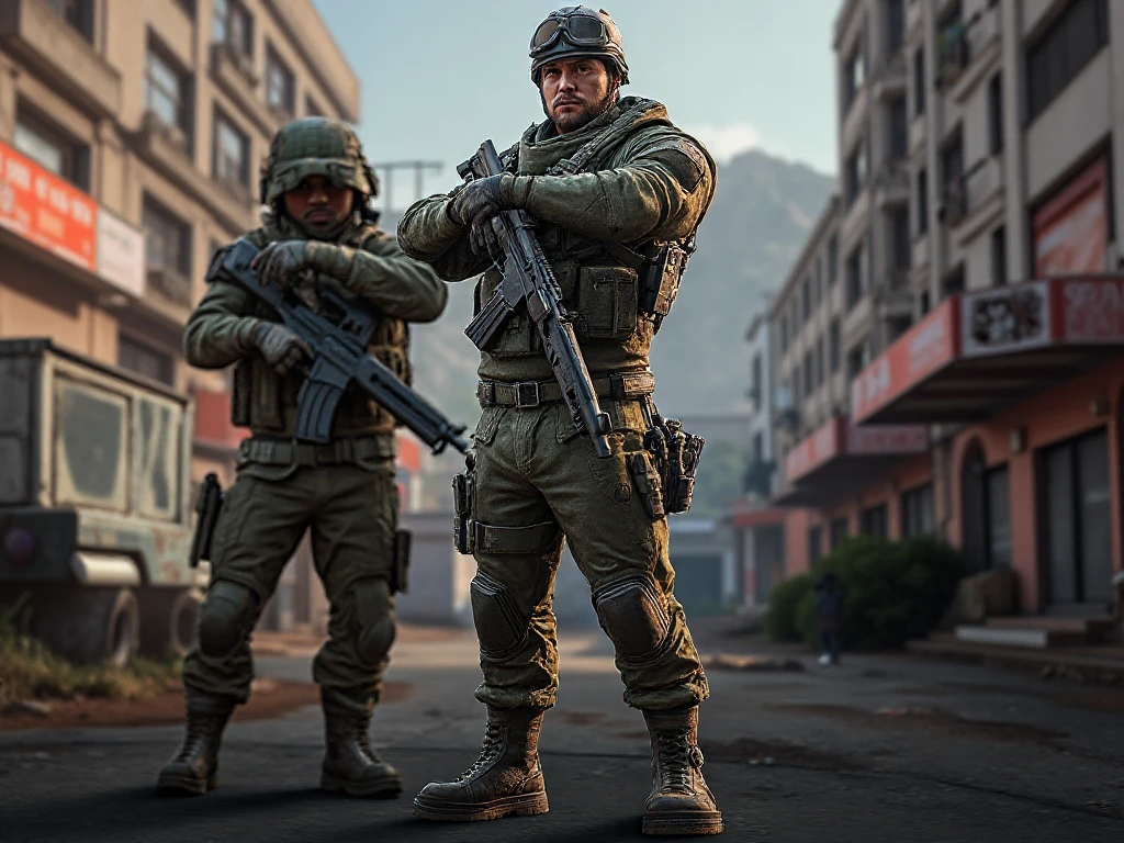 A handsome guy with short hair, messy hair, identity as a sniper, full-body shooting equipment, equipped with a sniper rifle, dressed as a special soldier, casual and uninhibited, with a sense of shooting atmosphere, game CG, original painting, 8k, (realism: 1.3)