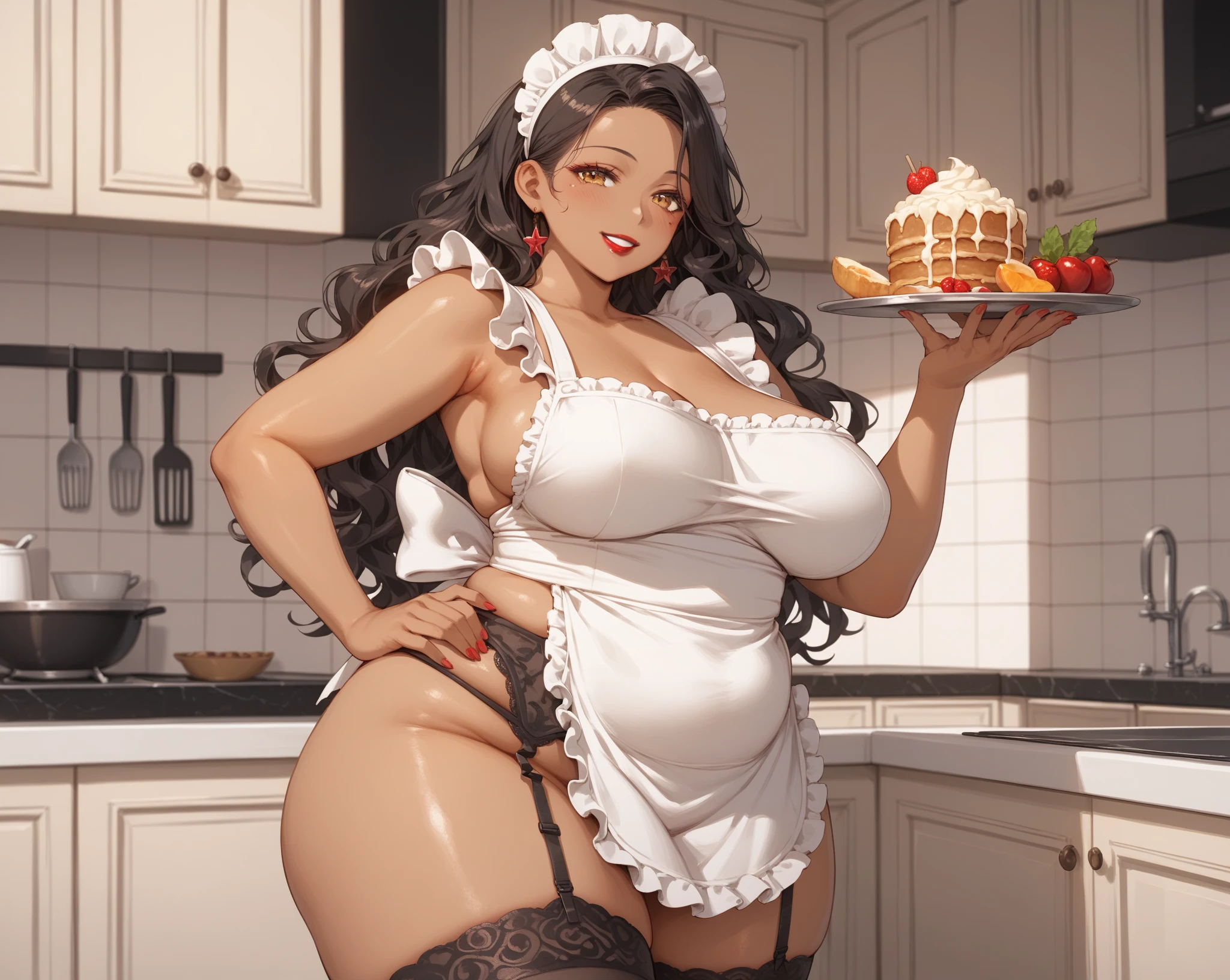 (best quality,4k,highres,masterpiece:1.2), ultra-detailed, realistic:1.37, vibrant colors, HDR, professionally captured,
woman in a hijab, detailed eyes and lips, gracefully standing, smiling, confident,
wearing a white pvc corset lingerie, fitting perfectly to her curves,
matching stockings, glossy and elegant,
stylish high heels, adding sophistication to her appearance,
working as a baker, passionate and dedicated in her craft,
beautifully handcrafted pastries and breads, freshly baked and perfectly arranged,
mouthwatering flavors and textures, artfully decorated,
surrounded by the aroma of freshly brewed coffee,
warm light from the oven illuminating the scene,
soft sunlight streaming through the windows,
meticulously crafted wooden shelves and vintage display cases,
artistic bakery interior with a touch of rustic charm,
subtle pastel color palette, creating a serene atmosphere,
delicate floral patterns on the tablecloth, adding a touch of femininity,
a glimpse of the bustling city outside, hinting at the bakery's urban charm,
a sense of joy and fulfillment in her eyes as she creates delicious treats,
capturing the beauty of her cultural identity and her passion for baking in one frame.
