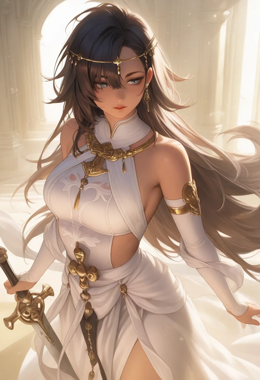 Nefertari: It has an elegant and regal appearance. Her long, dark hair is braided with golden beads and adorned with ostrich feathers.. He wears a white linen tunic with gold embroidery and a royal blue linen cape..
Phenotype: His almond-shaped eyes are an intense amber color., and his skin is a warm tone, like desert sand, she is brave and strategic. Like a general's daughter, She is committed to protecting her kingdom.
isis: It has a mysterious and ethereal appearance. Her snow-white hair flows down her back, and wears a long dress with magical symbols embroidered in gold thread.
Phenotype: His skin is pale, almost translucent, and his eyes are a deep blue, like the night sky, She is a calm and thoughtful girl.. as a sorceress, She masters healing magic and is protective of those around her.. Sometimes, his gaze seems to traverse time and space.
Amara: Has an adventurous look, Her brown hair is pulled back into a messy ponytail., and wears a silk scarf to protect herself from the desert sun.
Phenotype: His green eyes shine with curiosity, and his skin is tanned by the sun, She is curious and brave, as an archaeologist, is fascinated by ancient secrets and forgotten tombs Sekhmet: She is an imposing girl with a perfect and fierce body.. Her flame-red hair is braided with gold beads and adorned with lapis lazuli jewelry..
Phenotype: Her golden eyes seem to reflect the inner fire of her warrior spirit but she is passionate and temperamental so she likes to walk showing her body as much as possible to the point of being naked.. As leader of the rebels, fight oppression with ferocity, She is also a professional seductive girl