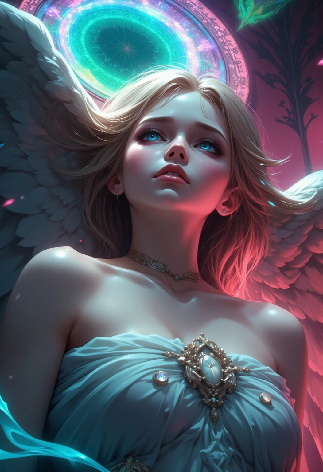 ANGEL PROTECTING HUMAN WOMAN, ULTRA REALIST HUMAN 4K