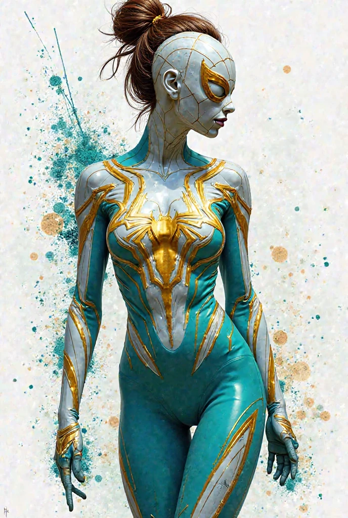 (8k, best quality, masterpiece:1.2),(best quality:1.0), (ultra highres:1.0), watercolor, a beautiful woman (Beverly Crusher), shoulder, hair ribbons, by agnes cecile, full body portrait, extremely luminous bright design, pastel colors, (ink:1.3), autumn lights,