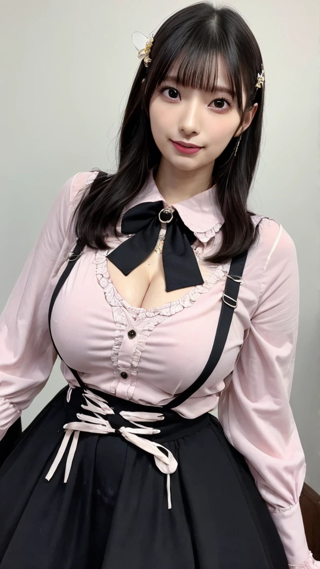 Browsing Caution，(Very delicate，highest quality、8k），(Man and mature woman having sex)，Big Breasts，lure，Full make-up，smile，blush，Pink Gold Haired Maid ，Gothic Maid，skirt，Luxurious interior，
