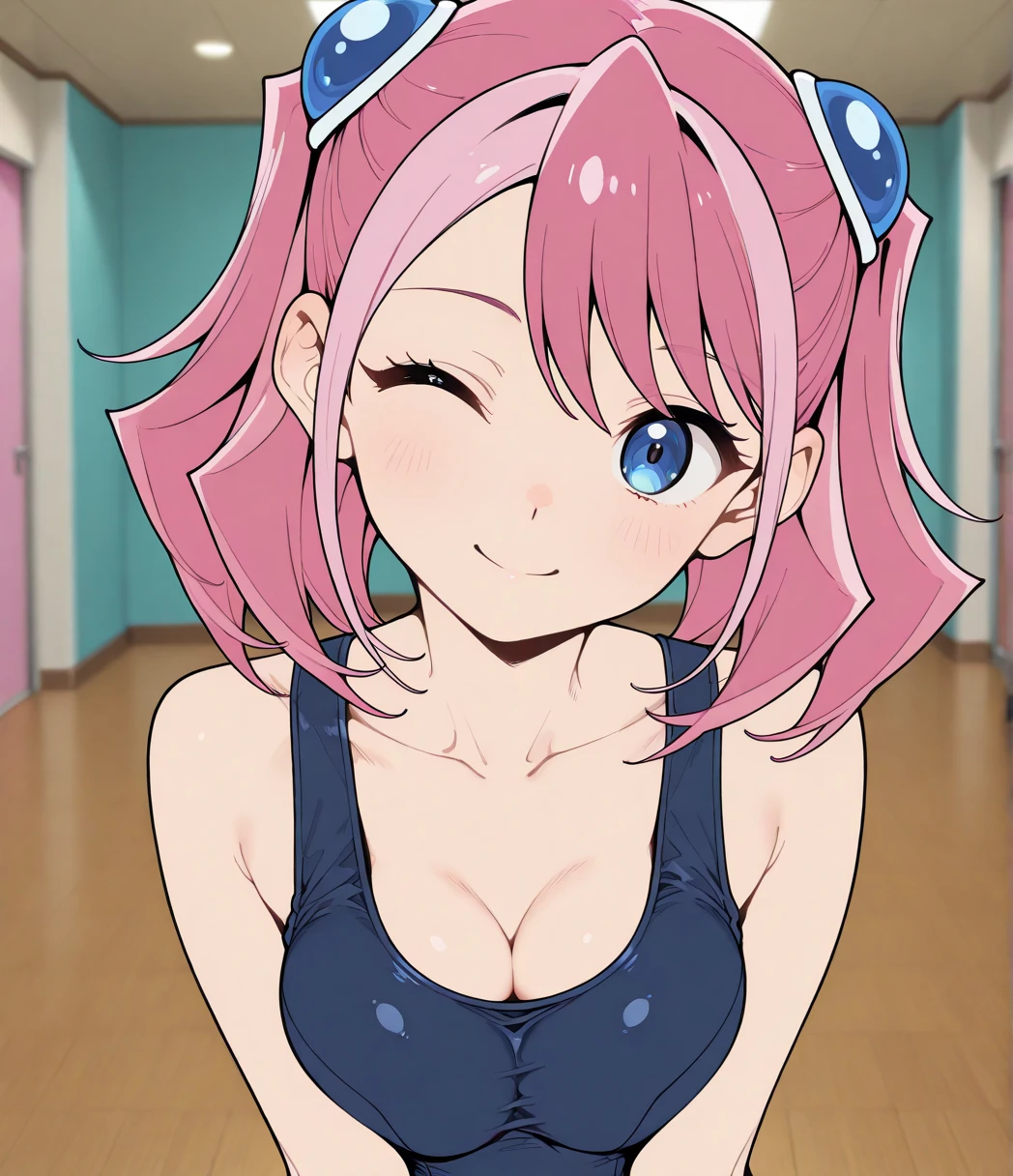 score_9, score_8_up, score_7_up, BREAK ,,,,(girl sit on chair,on your back),(selfie),1girl,bulma, blue eyes, blue hair,bare shoulders, belt, cleavage, hair bobbles, hair ornament, hair over shoulder,large breast,midriff, navel, one side up, red tube top, shorts, side ponytail, (strapless, tube top,under_boob:1.2),looking at viewer,facial expression,sharp eye,smile,masterpiece, best quality,  detailed body, highly detailed, anime coloring.anime,[anime_screencap:0.8] , highly detailed,