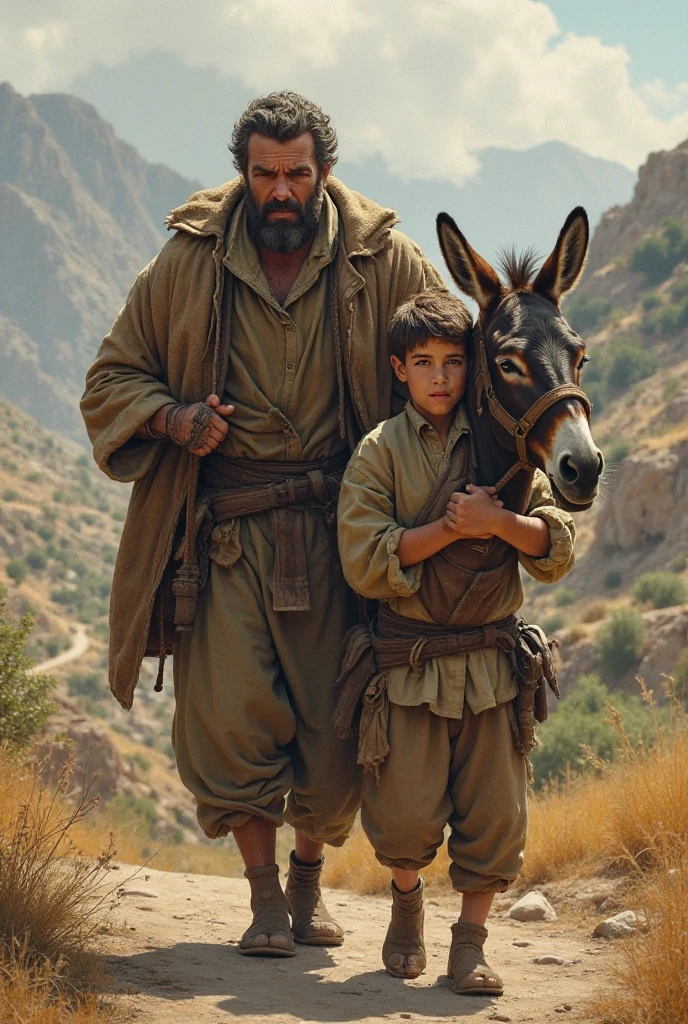 In olden times there was a father and his 15 year old son who had a donkey
