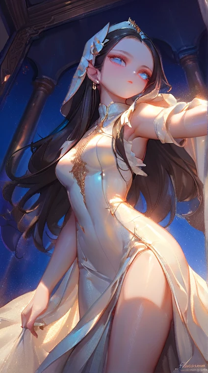 masterpiece, highest quality,健全なphotograph、 One girl, View your viewers, Small waist, RAWphotograph,Ultra-realistic, High resolution, photograph, Sharp focus, Most detailed, Very detailed, Super detailed, In detail, Very detailed目と顔、Accurate hands、Idol、beautiful girl,View your viewers, Small waist,Symmetrical face, whole body、、Cleavage、Large Breasts、Long Hair、The bouncing breasts、Lift your chin、Touching your hair with your hands、White high heels、Writhing in embarrassment