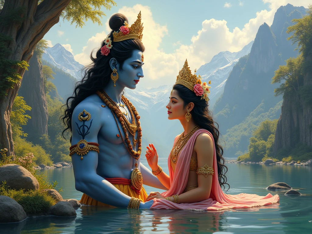 Lord Krishna teaching by his student 