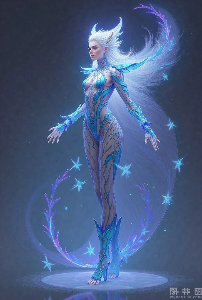 standing on a frozen lake, (misty pine forest in the background), cute muscular Nordic hunk (age 22), pale skin, ginger hair, powerful pecs, bulging biceps, muscled abs, sinewy thighs, ic34rmor, wearing ice warrior armor, intricate detail, (see-through), harness, armbands, ((holding glowing blue orb)), (((full body portrait))), ((full body)), ((facing viewer)), ((looking at viewer)), highly detailed, (high face detail) A muscular man, shirtless, in a Kirbywood style, with vintage color comics, showcasing sharp focus, hi-res details, and intricate features, creating a masterpiece at 8k quality.” Arctic Frost Ranger: A suit featuring icy blue and frosty white hues, accented with snowflake patterns and frost crystals. This Ranger commands the power of ice and cold, with abilities such as creating blizzards, forming ice constructs for defense, and freezing enemies in their tracks. Frostbite Ranger: A suit with icy blue and white colors, like snow and ice. This Ranger can freeze enemies with ice blasts, create protective ice shields, and summon blizzards to slow down foes.