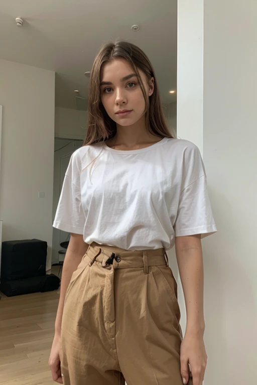 Change the color of the shirt to brown. I only saw half of it. It doesn't have to be very similar.