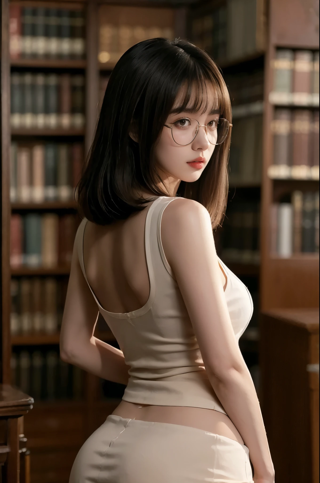 nsfw,(((best quality))),(((super detailed))),(((masterpiece))),illustration,1 girl,short hair,detailed face,(((glasses)))