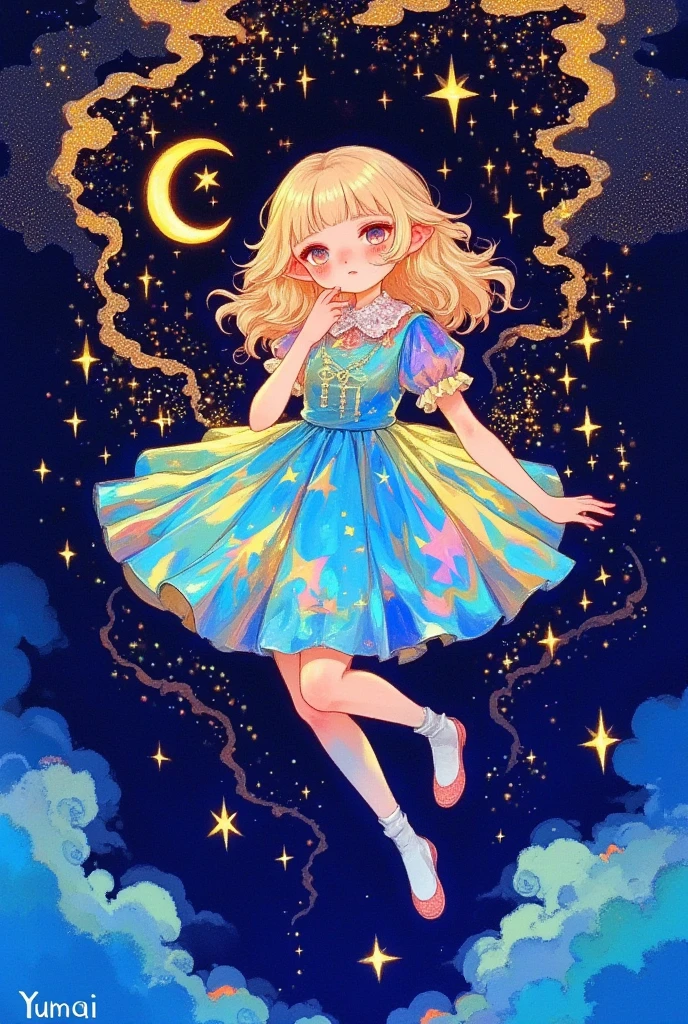 illustration: 1.3), paper art, 3D rendering of, Colorful background, (cute female : 1.3), (Masterpiece star: 1.2) (Masterpiece Moon: 1.2), Colorful, Best quality, Detailed details, Masterpiece, offcial art, movie light effect, 4K, Chiaroscuro , Flash