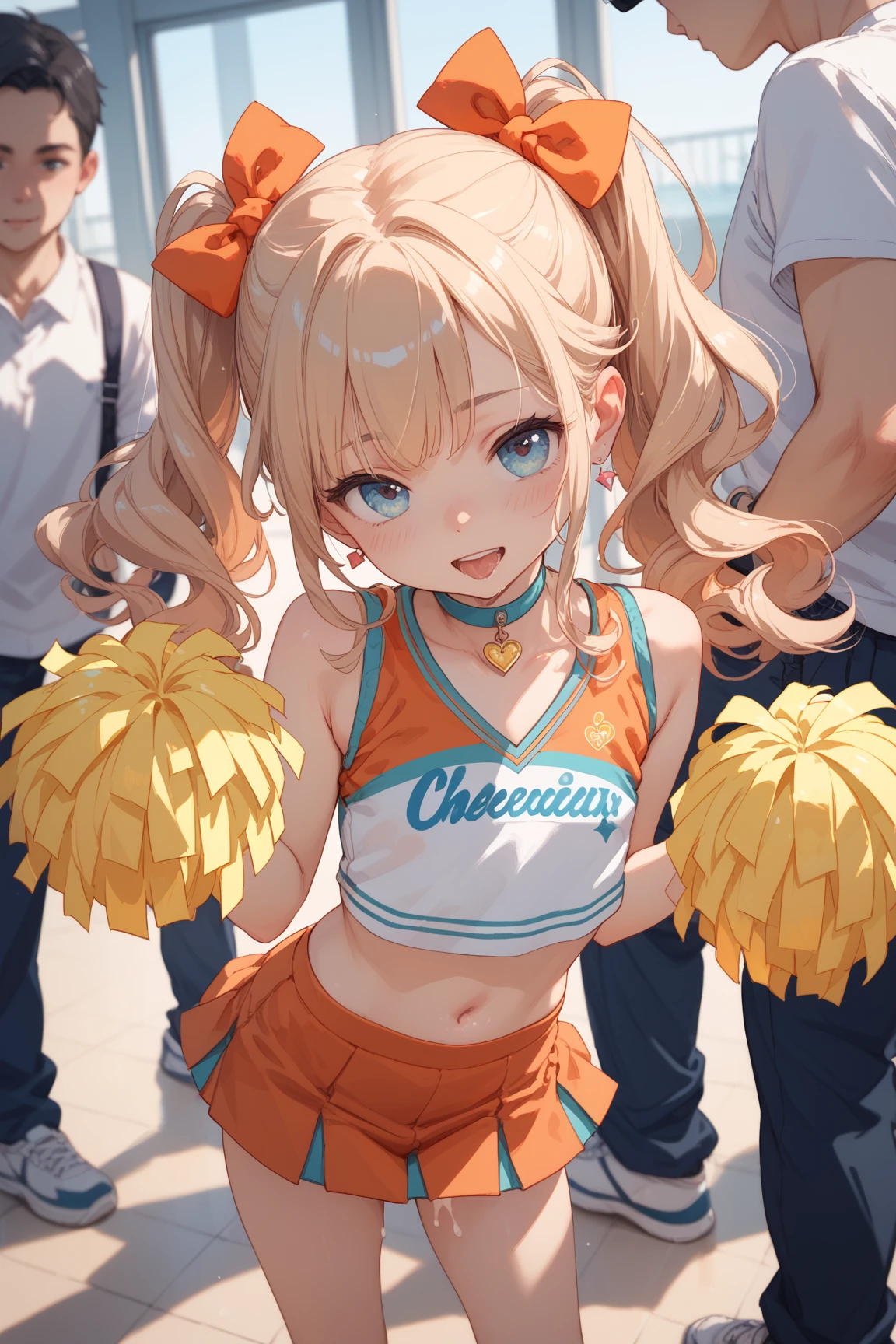 Cheerleader dance, young girl getting semen on it, long hair